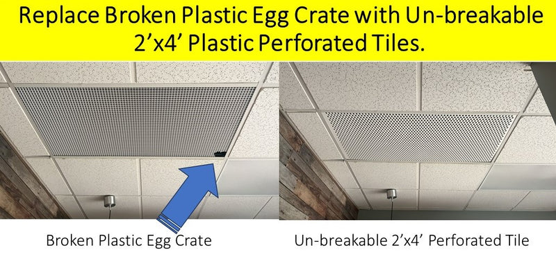 2'x4' White Plastic Perforated tile, .5in. Perforations - 1800ceiling