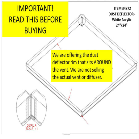 Ceiling Air & Dust Deflectors-White Acrylic - 1800ceiling