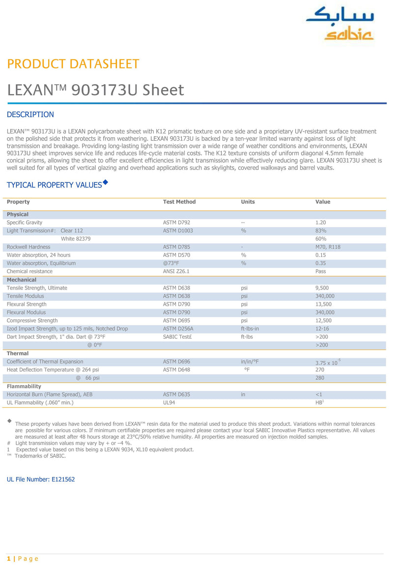 Polycarbonate Prismatic/Unbreakable- From 6"- 23-7/8" widths x 48"- 55-7/8" lengths - 1800ceiling