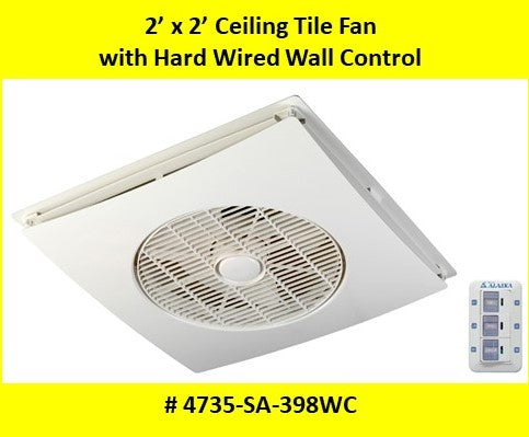 2'x 2' Ceiling Tile Fan with Hard Wired Wall Control - 1800ceiling