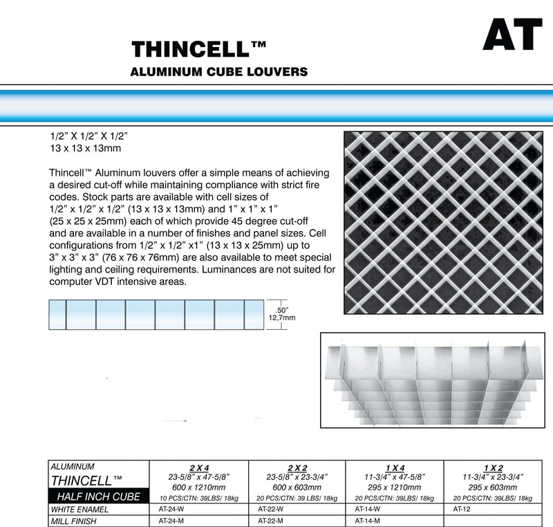 WHITE Finish 1/2" Aluminum Egg Crate -2'x2' (actual: 23-3/4" x 23-3/4") - 1800ceiling