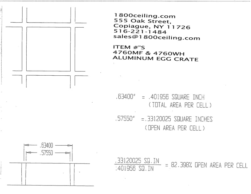 WHITE Finish 1/2" Aluminum Egg Crate -2'x2' (actual: 23-3/4" x 23-3/4") - 1800ceiling