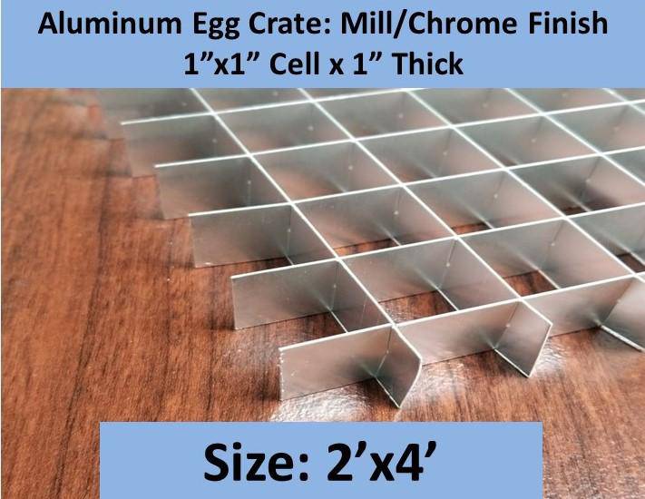 1" x 1" Mill Finish Aluminum Egg Crate, 1" Thick, (