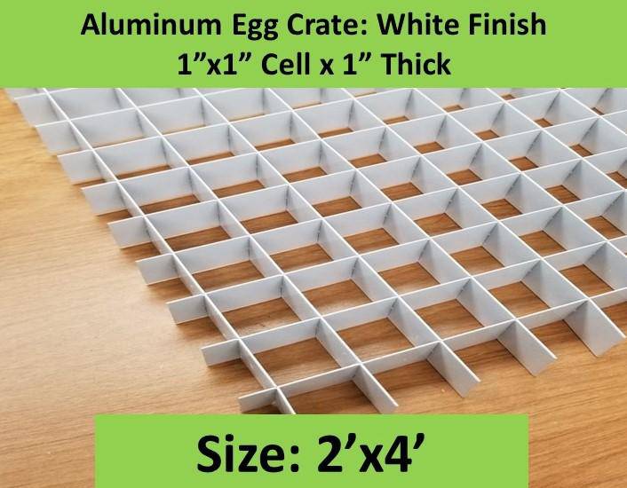 1" x 1" White Aluminum Egg Crate, 1" Thick (#4761WH) - 1800ceiling