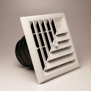 1'x1' White Plastic 2-way grille/damper/box, MV2,