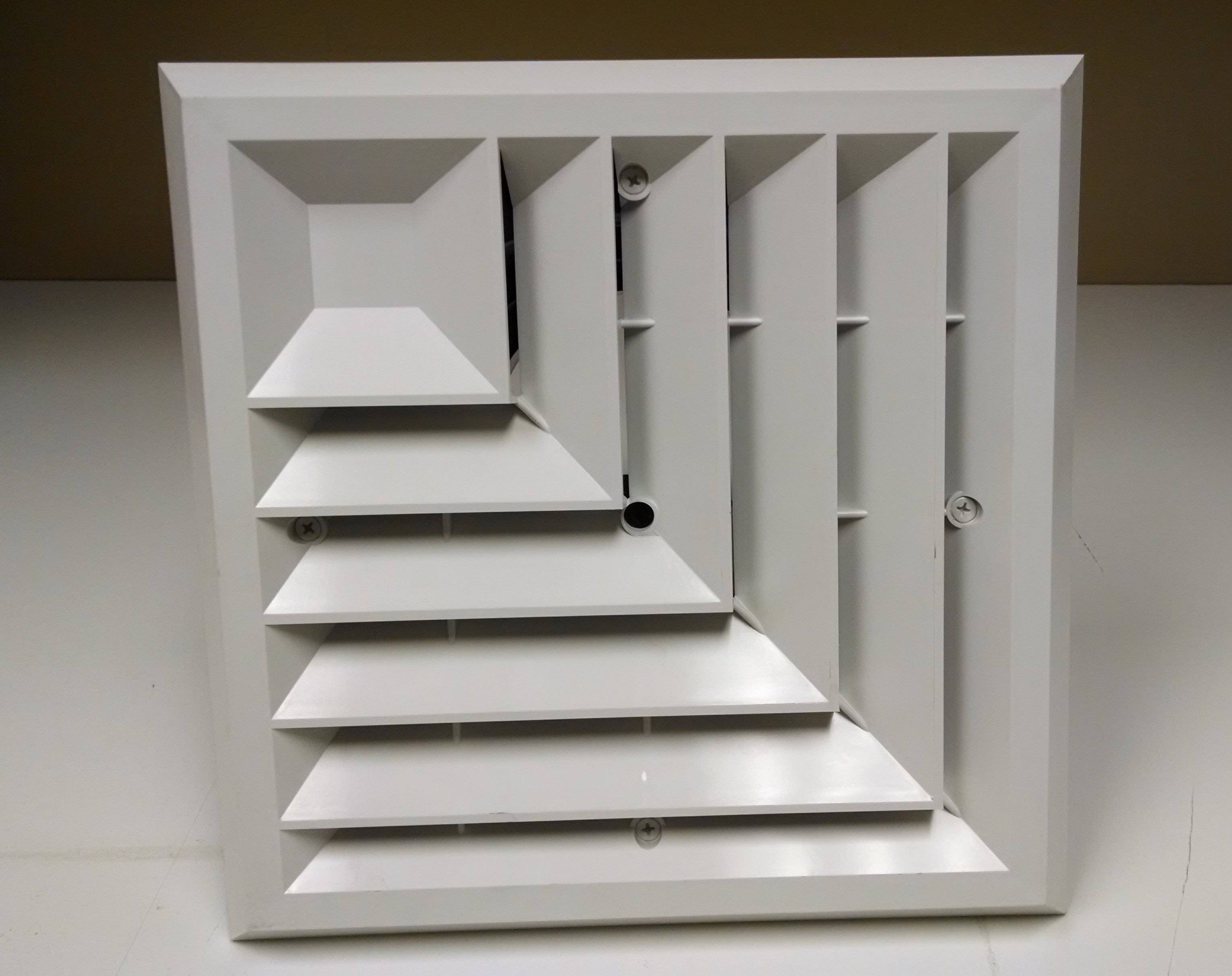 1'x1' White Plastic 2-way grille/damper/box, MV2, #81912 - 1800ceiling