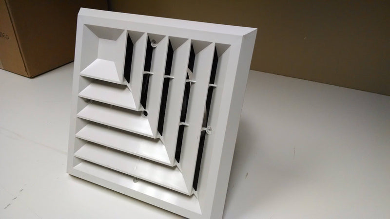1'x1' White Plastic 2-way grille/damper/box, MV2,