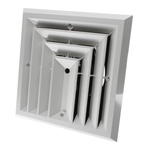 1'x1' White Plastic 3-way grille/damper/box, MV3, #81913 - 1800ceiling