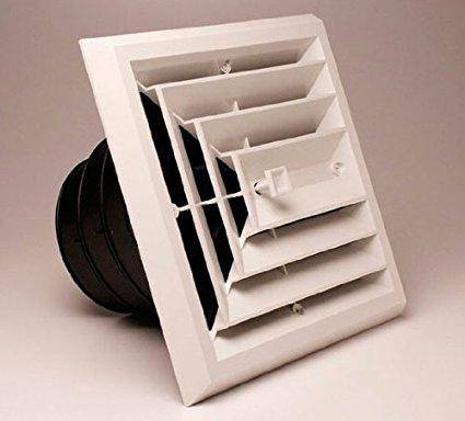 1'x1' White Plastic 3-way grille/damper/box, MV3,
