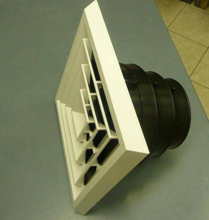 1'x1' White Plastic 4-way grille/damper/box, MV4, #81914 - 1800ceiling