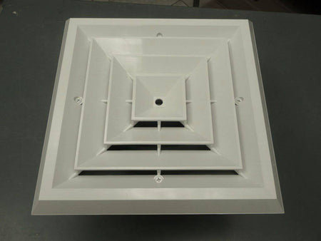 1'x1' White Plastic 4-way grille/damper/box, MV4, #81914 - 1800ceiling