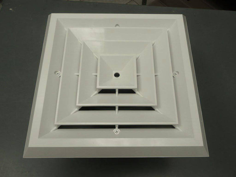 1'x1' White Plastic 4-way grille/damper/box, MV4,