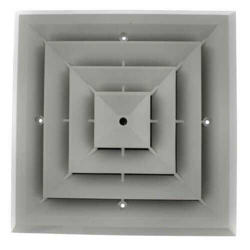 1'x1' White Plastic Grille with damper, NO COLLAR, GRD4, #81944 - 1800ceiling