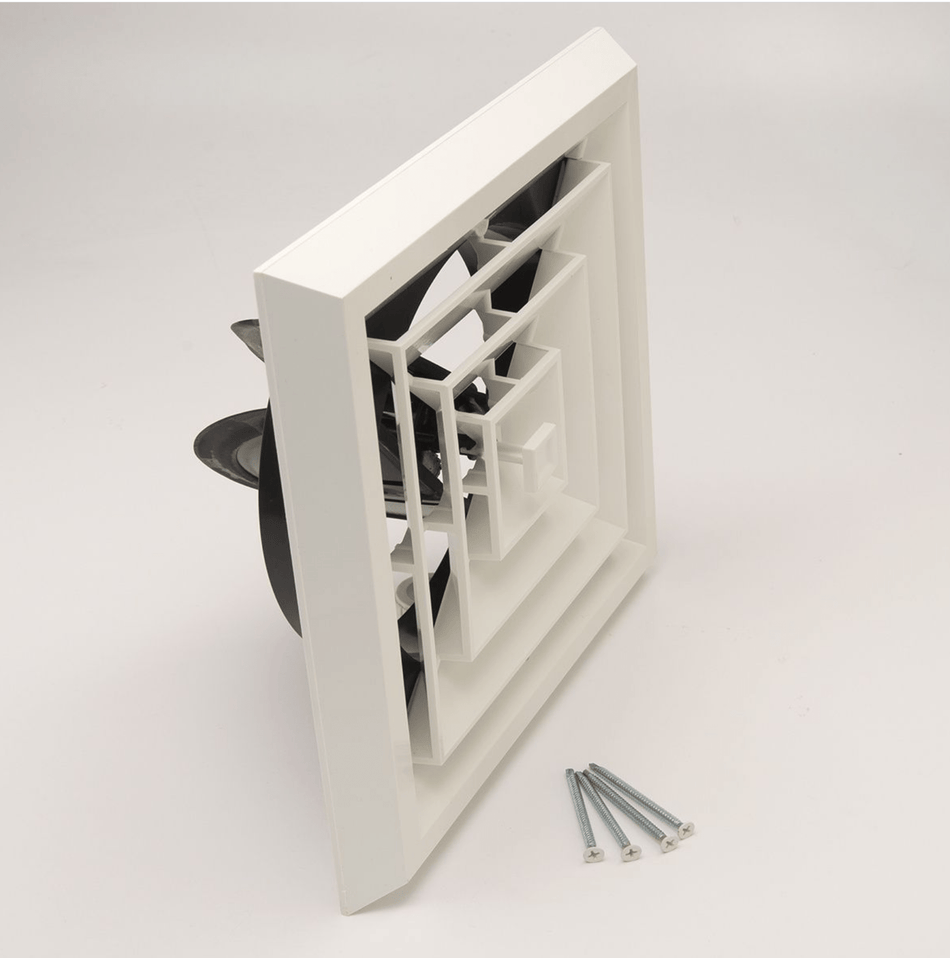 1'x1' White Plastic Grille with damper, NO COLLAR, GRD4, #81944 - 1800ceiling