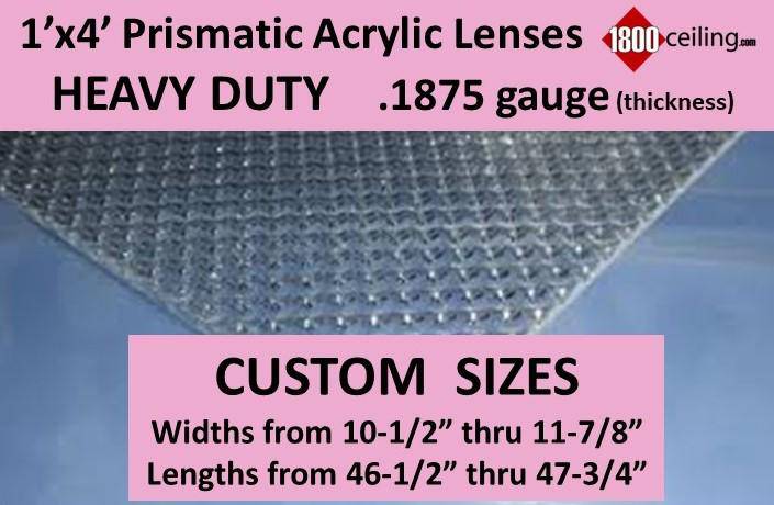1'x4' HEAVY DUTY Clear Acrylic Prismatic Light Lenses @.187 gauge - 1800ceiling