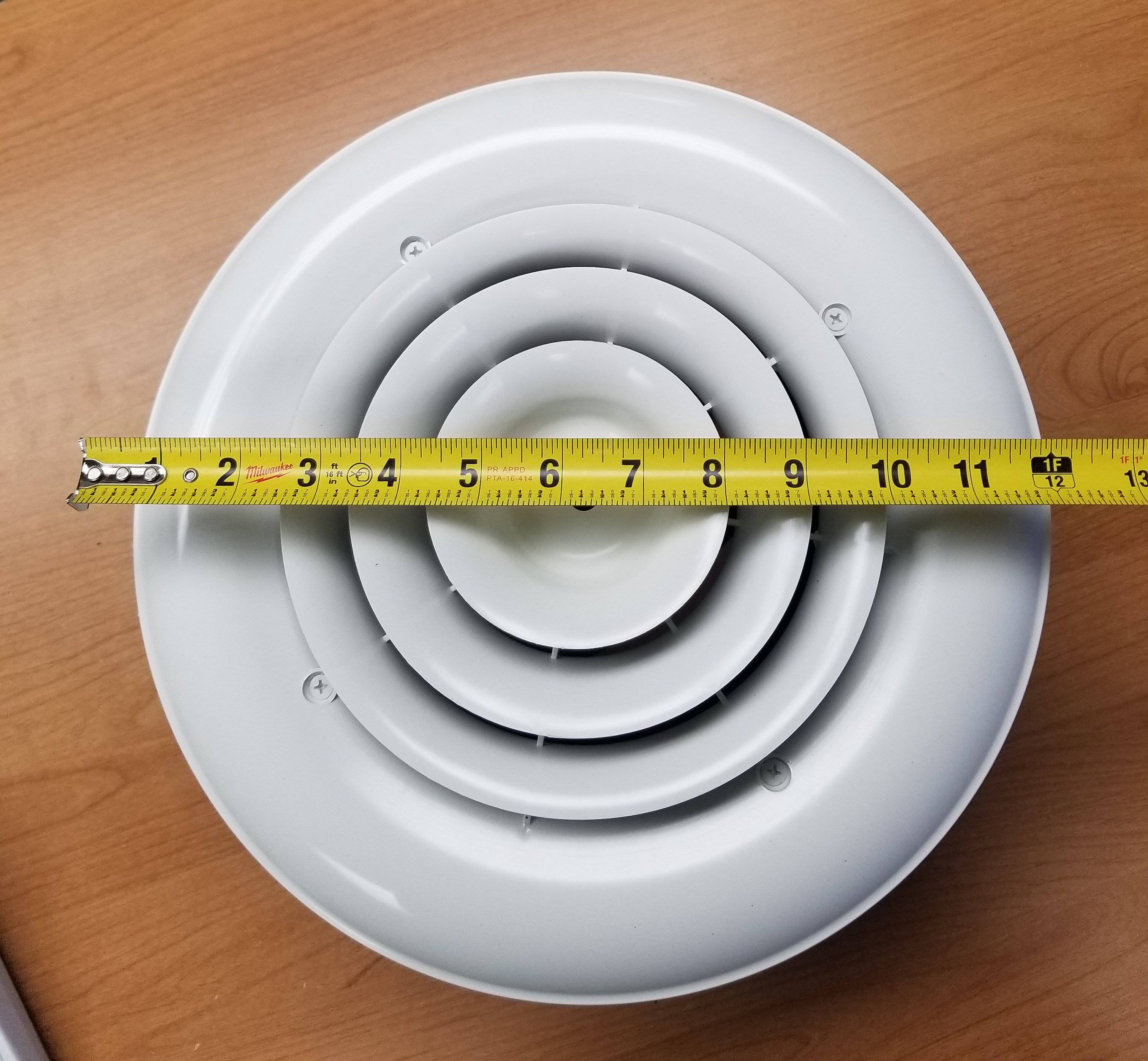 12.5" Round White Plastic grille/damper/box, MV360, #81911 - 1800ceiling