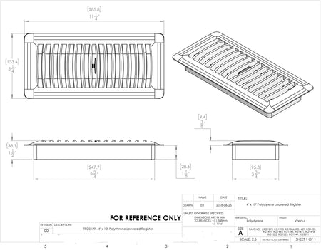 Floor Register-Polystyrene Louvered-BROWN - 1800ceiling