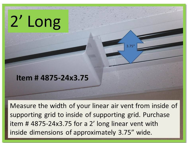 2' White Linear Air Diverter for a 2 Slot Vent - 1800ceiling