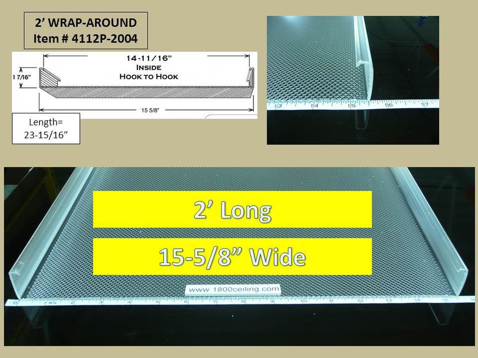 2' Wrap Around Lens:15-5/8" wide x 23-15/16" Long - 1800ceiling