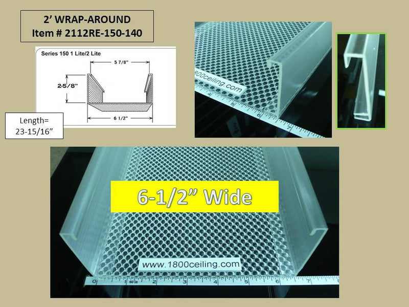 2' Wrap Around Lens: 23-15/16" L x 6-1/2" W x 2-5/8" High - 1800ceiling