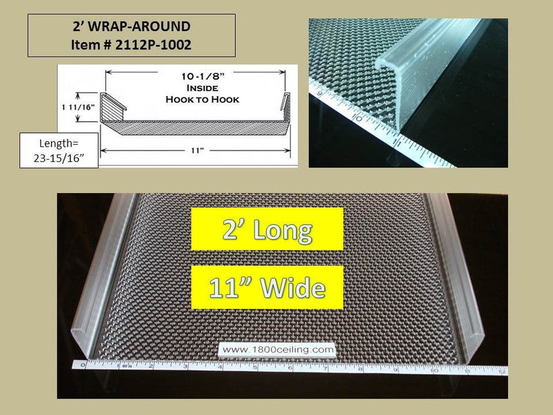 2' Wrap Around Lens: 23-15/16" Long x 11" Wide x 1-11/16" High - 1800ceiling