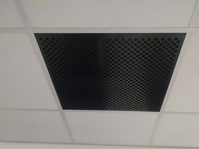 2'x2' Black Plastic Perforated Tile, 1/2" Perforations - 1800ceiling