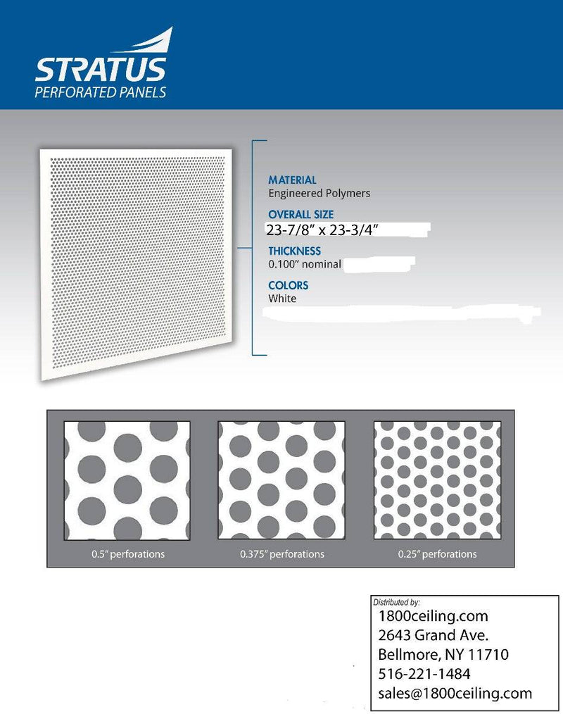 2'x2' White Plastic Perforated tile, 1/4" Perforations - 1800ceiling