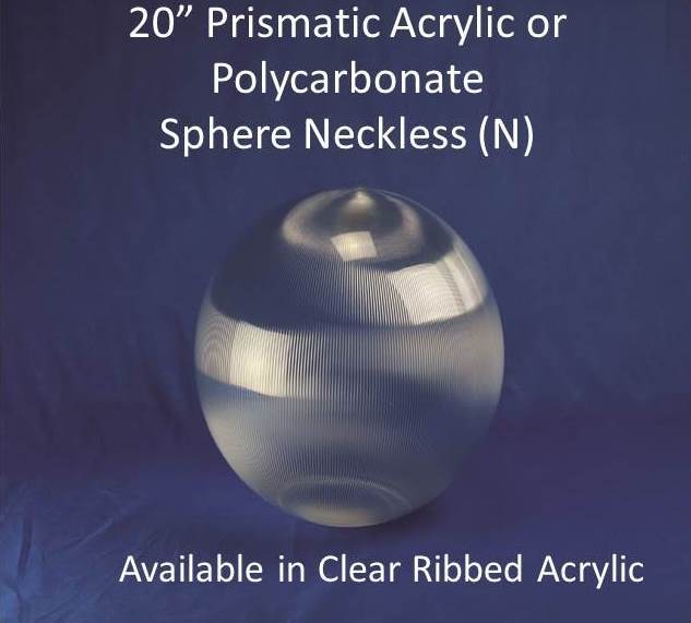 20" Prismatic Polycarbonate with CUSTOM Neckless Opening - 1800ceiling