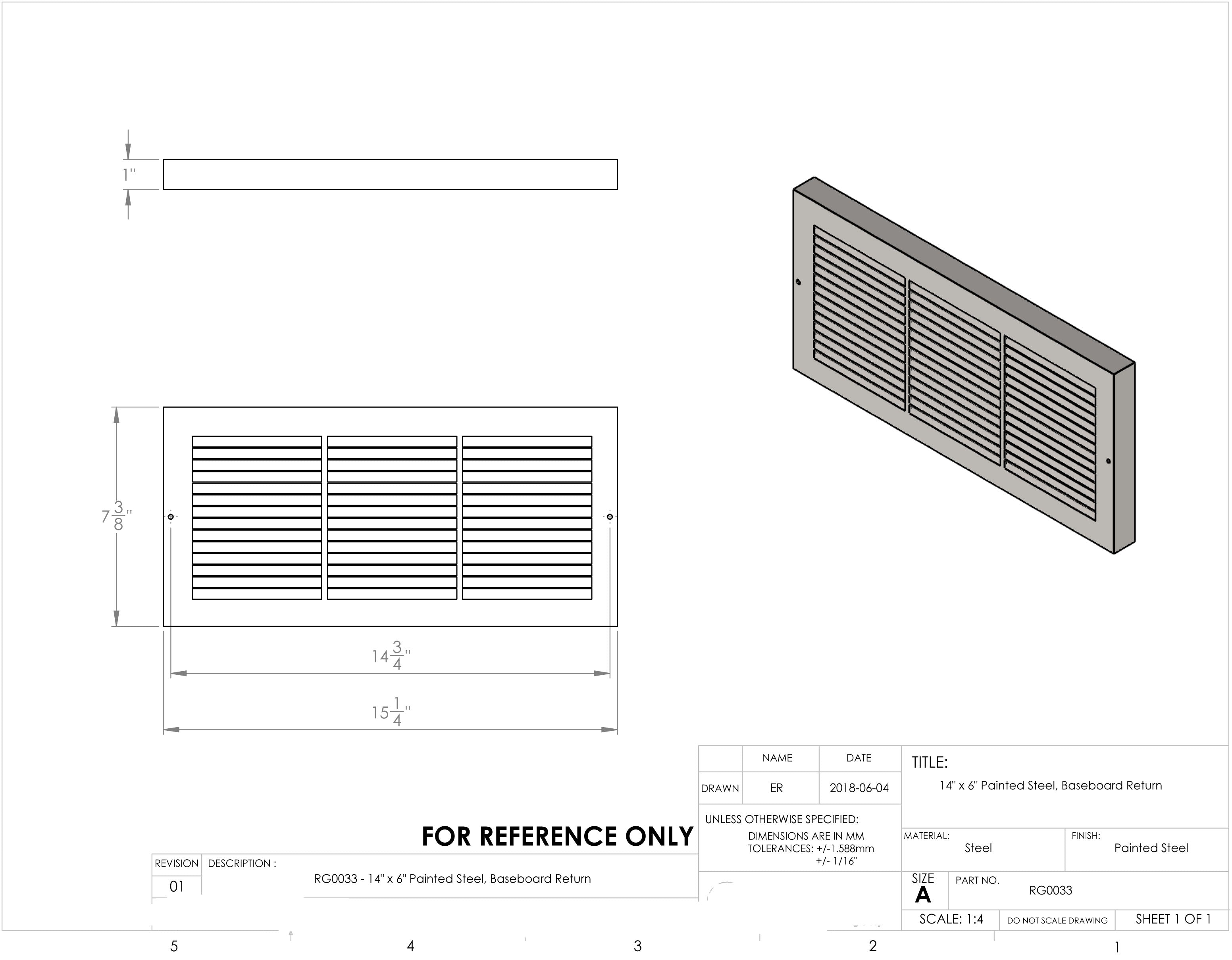 14"x6" Painted Metal, Baseboard Grille, White - 1800ceiling