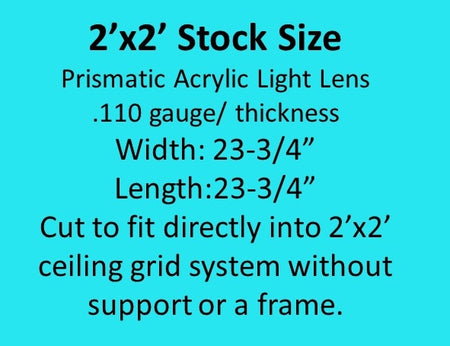 Clear Acrylic Prismatic Lens: 23-3/4" x 23-3/4" @ .110 gauge - 1800ceiling