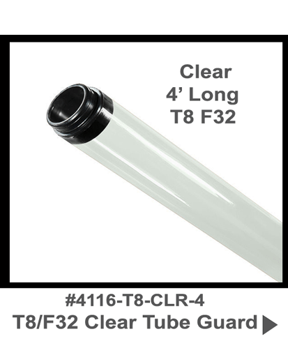 4' Clear Tube Guards for T8/F32 Fluorescent Tubes - 1800ceiling