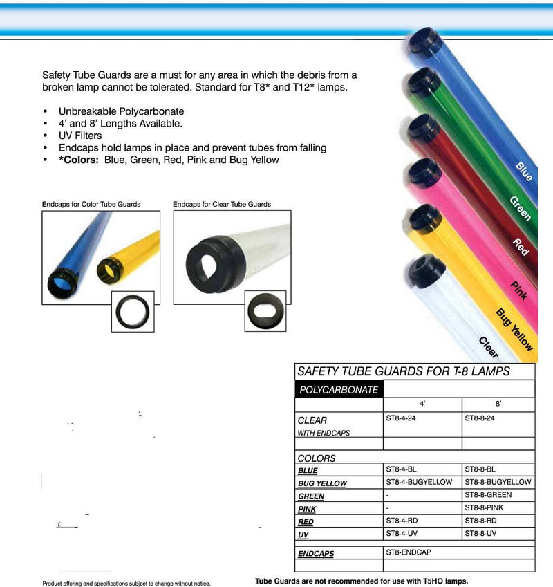 4' Clear Tube Guards for T8/F32 Fluorescent Tubes - 1800ceiling