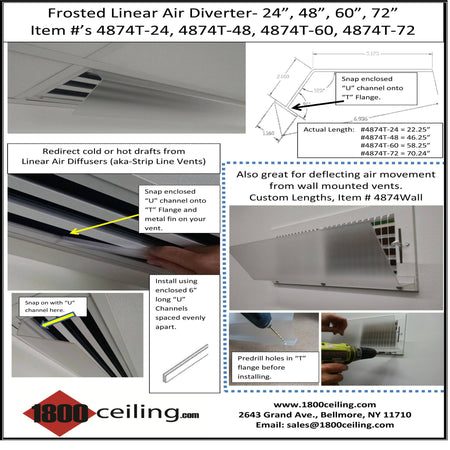 4' Frosted Linear Air Diverter - 1800ceiling