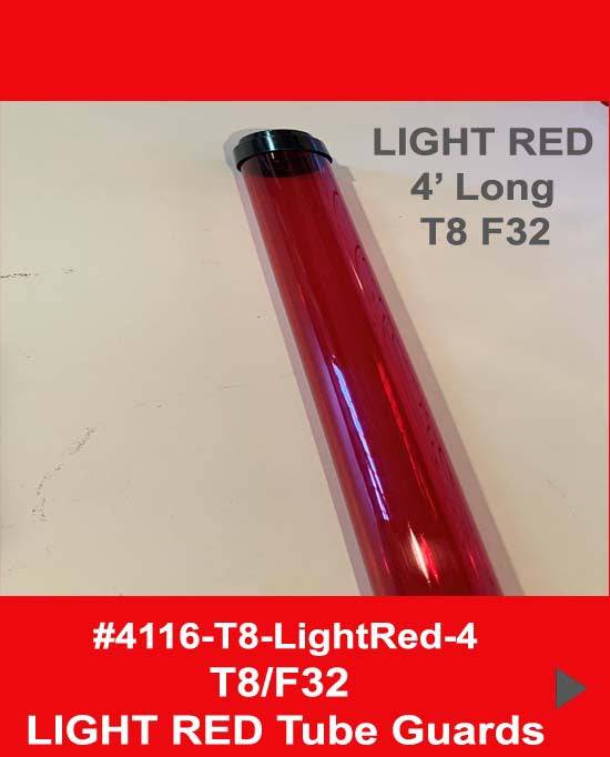 4' Light Red Tube Guard for T8-F32 Bulb - 1800ceiling