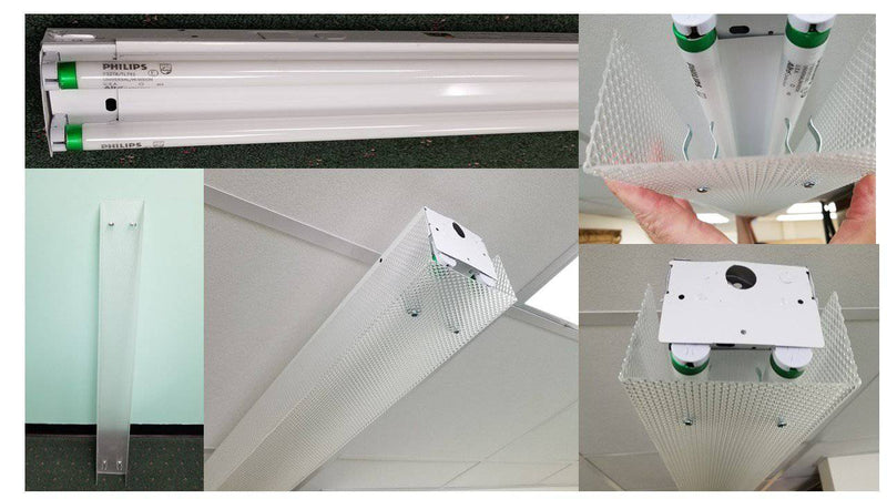 4' Long FROSTED Clip On Wrap for 2 Bulb Fixture-5-1/2" Wide - 1800ceiling