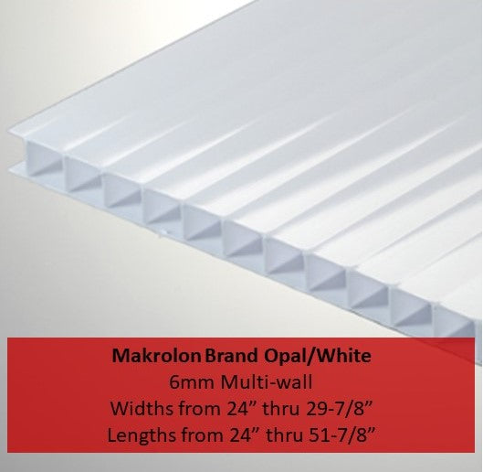 Makrolon Multi Wall 6mm White, Widths 24in-29.875in., Lengths 24in.-51.875in - 1800ceiling
