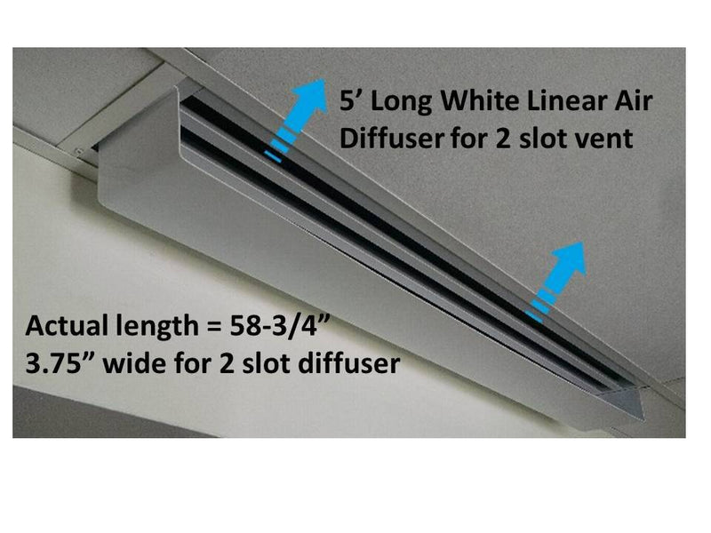 5' White Linear Air Diverter for a 2 Slot Vent - 1800ceiling