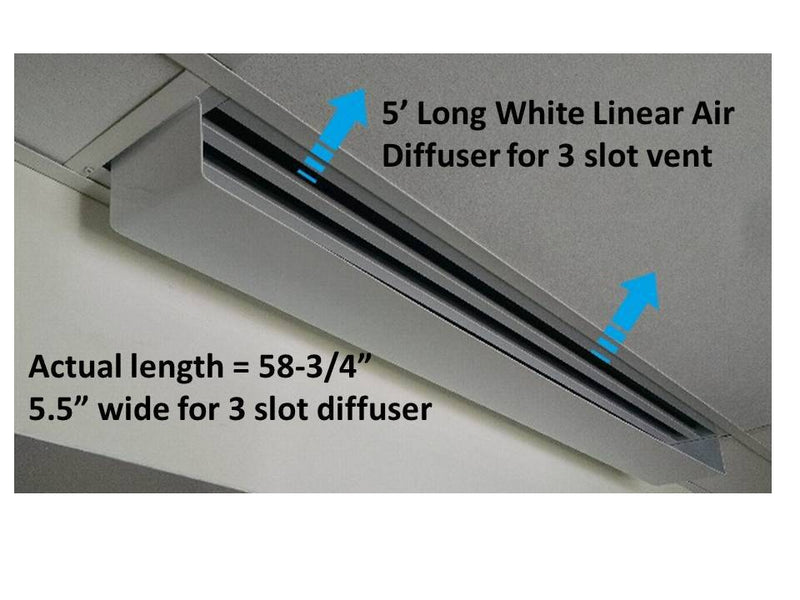 5' White Linear Air Diverter for a 3 Slot Vent - 1800ceiling