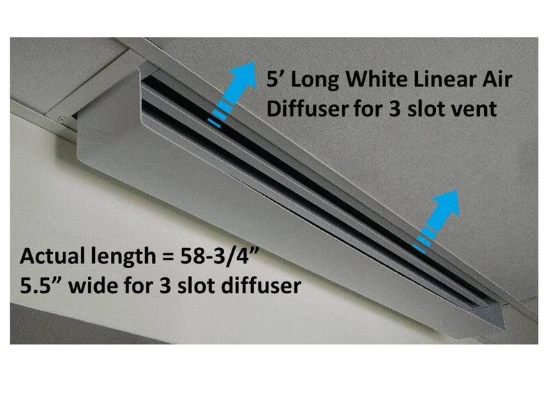 5' White Linear Air Diverter for a 3 Slot Vent - 1800ceiling