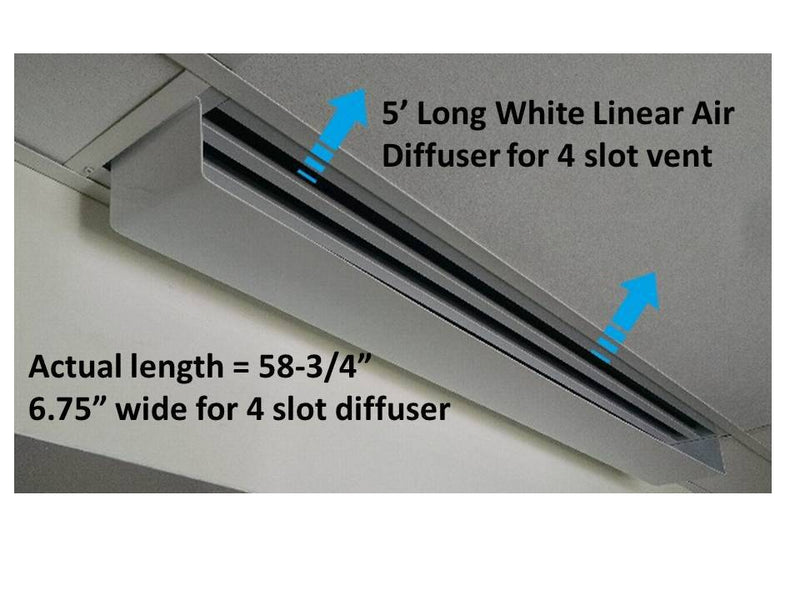 5' White Linear Air Diverter for a 4 Slot Vent - 1800ceiling