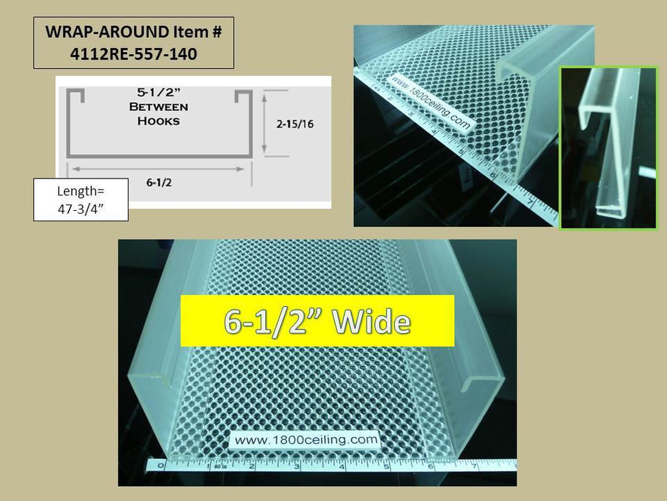 6-1/2" Wide, 4' Wrap Around Lens x 2-7/8" High - 1800ceiling