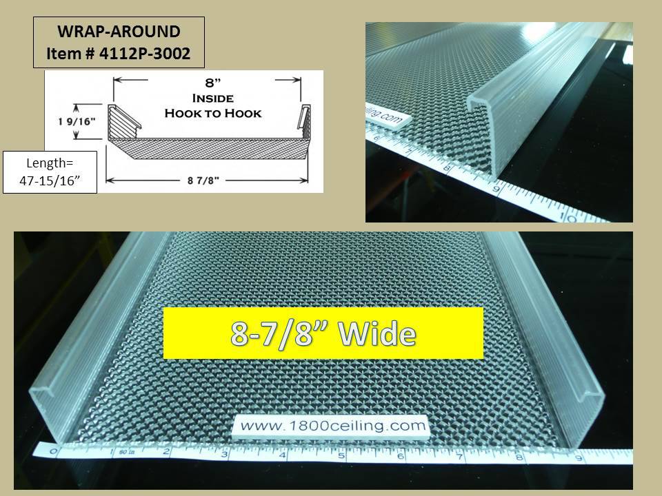 8-7/8" Wide, 4' Wrap Around Lens x 1-9/16" High - 1800ceiling