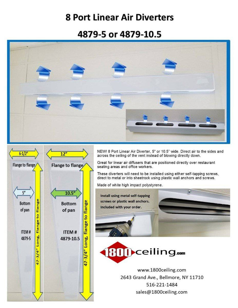 8 Port Linear Air Diverter 10-1/2" Wide - 1800ceiling