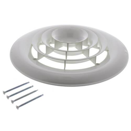 9-3/8" White Plastic Round Air GRILLE ONLY, GR360S,