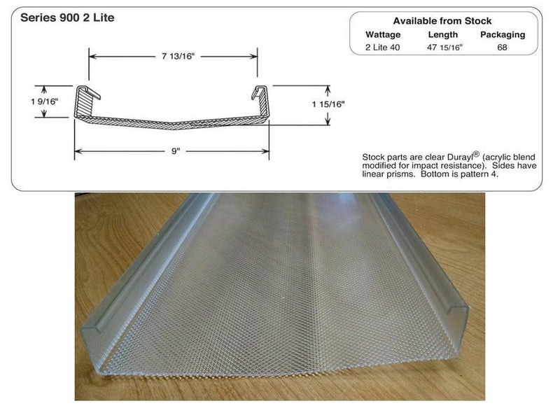 4' Wrap Around Lens: 9" Wide x 1-9/16" High for Simkar Fixture - 1800ceiling