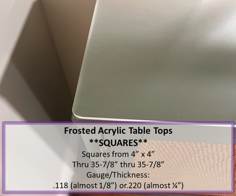 Square Frosted Acrylic TableTops - 1800ceiling