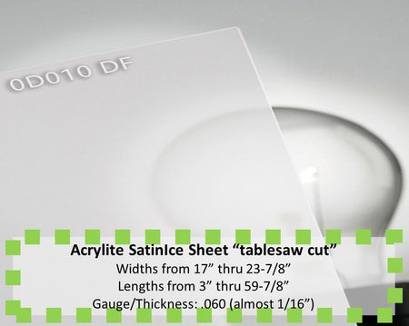 ACRYLITE SATINICE FROSTED ACRYLIC LIGHT LENS-.060g-Widths 17in.-23.875in. x Lengths 3in.-59.875in - 1800ceiling