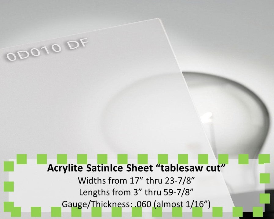 ACRYLITE SATINICE FROSTED ACRYLIC LIGHT LENS-.060g-Widths 17in.-23.875in. x Lengths 3in.-59.875in - 1800ceiling