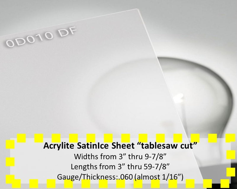 ACRYLITE SATINICE FROSTED ACRYLIC LIGHT LENS-.060g-Widths 3in.-9.875in. x Lengths 3in.-59.875in - 1800ceiling