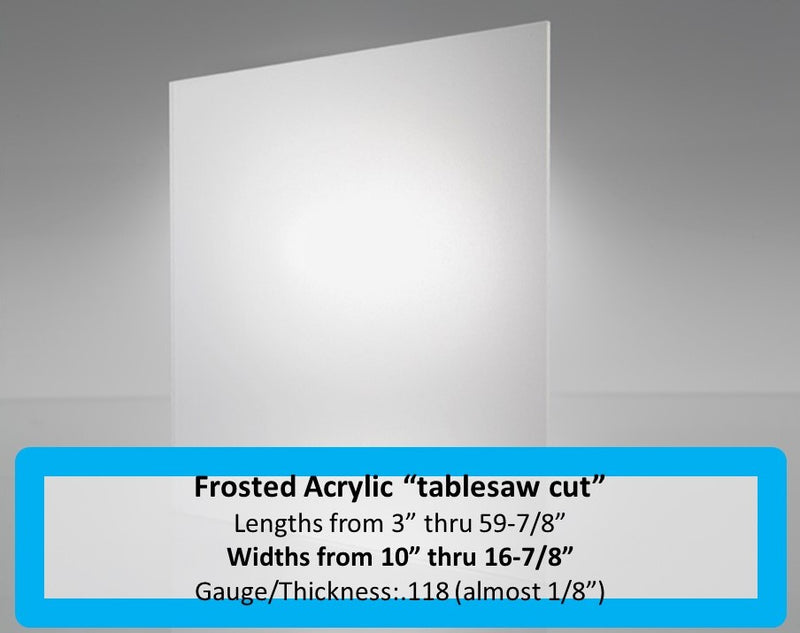 Frosted Acrylic Lens-.118 gauge- Widths 10in.-16.875in. x Lengths 3in.-59.875in. - 1800ceiling